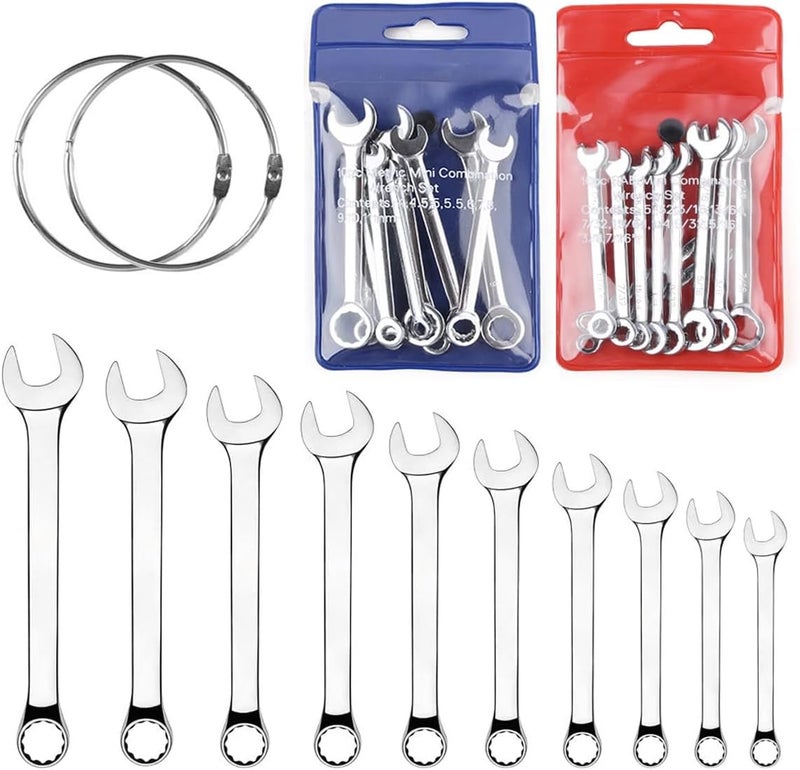 Ldirect Mini Wrench Set Open End Wrench Combination Wrench Small Wrench Set, Metric and SAE (MET & SAE) - Image 1